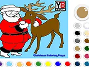 Play Santa Reindeer Coloring free online game, coloring Santa Claus and his reindeer, festive Christmas art activity for kids