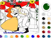 Coloring book page featuring Princess Ariel and Prince Eric, playing Princess Ariel and Eric Coloring online game