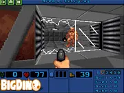 LAB Mutant Escape game screenshot showing a character fighting a monster in a dark laboratory corridor