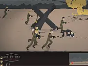 Art Of War Omaha free online World War 2 shooter game screenshot, US soldiers storming Omaha beach under fire