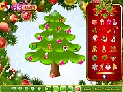 Fancy Christmas Tree Decoration online game screenshot, a decorated Christmas tree with ornaments and lights, free holiday decoration game