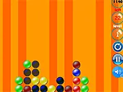 Screenshot of the Bubble Pyramide puzzle game showing colorful bubbles arranged in a pyramid shape with a group ready to be clicked