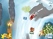 Lego City Advent Driving free online game, driving a Lego sleigh on snow to collect Christmas gifts, holiday car game