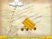 The iconic orange characters covered by various blocks and obstacles in the physics puzzle game Cover Orange