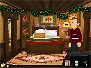 Screenshot of the game The Way the Gingerbread Cookie Crumbles, showing a Christmas-themed room with many hidden objects. Play free hidden object puzzle game online.