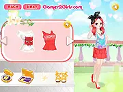 Screenshot of Little Friends 2: Art Gallery Fashion game showing two animated girl characters wearing elegant and stylish outfits suitable for an art gallery event.