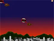 Play Meteor Bomber free online action game, Chino flying a jetpack to destroy meteors and save the town