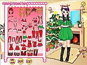 Christmas Island Girl dress-up free online game showing a girl choosing festive, tropical holiday outfits