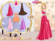 Screenshot of Satin Prom free online dress-up game showing an elegant character in a colored satin gown