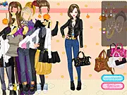 Play Purple Red Language free online fashion game, showing an outfit designed with various shades of purple, red, and pink, emphasizing color matching.