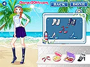 Screenshot of Sailor Girl 2 free online dress-up game showing two cute girls in nautical-themed adventure outfits