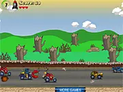 Screenshot of Truck Killer free online racing shooter game showing a large truck driving and shooting at other cars
