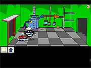 A colourful screenshot of the online game Cody Jones and the Chocolate Factory, showing the adventurer Cody navigating a level with chocolate platforms and giant Easter Eggs.