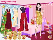 Street Christmas Party dress up game showing Monica in festive winter clothing