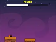 Christmas Thief game screenshot showing a thief character jumping between snowy chimneys on a rooftop to steal Christmas gifts | Play free holiday arcade game