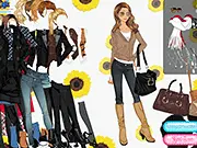 Woolen Coat Fashion Style game screenshot showing a model wearing an elegant monochrome woolen coat with large wooden buttons | Play online dress-up game