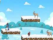Santa's Big Adventure game screenshot, Santa Claus running and jumping to collect Christmas gifts in the snow, free online game