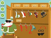 Santa's Closet free online Christmas dress up game screenshot, dressing up Santa Claus on PlayArcadeHub