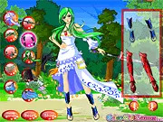 The ultimate Power Princess Dress Up game online, showing a warrior goddess with royal armor and a glowing weapon.