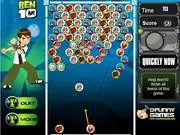 Ben 10 shooting alien balls in a free online bubble shooter puzzle game against a monster boss