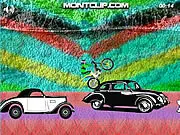MotorBike Pro Lost City free online game screenshot - Dirt bike rider performing stunts over ruins