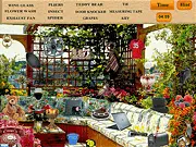 Roof Garden Hidden Objects game screenshot, finding items in a detailed garden scene