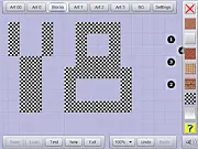 Two customized characters racing and jumping over complex geometric obstacles in the multiplayer online game Platform Racing 2.