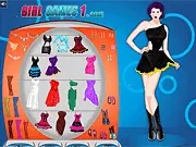 Salsa Dress Up game, senorita wearing a red ruffled salsa dress, Latin dancing shoes, fashion makeover online game.