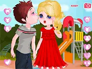 Just a Peck Date Dress Up free online game, styling a cute teen couple for a date, casual fashion game on PlayArcadeHub
