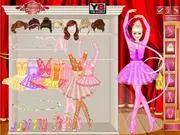Miss Ballerina Dress Up game screenshot, prima ballerina wearing a gorgeous outfit on stage, playing a free online fashion game
