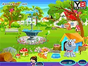 Screenshot of Crafty Neighbor Dog hidden object game, showing a scene with various objects and the counter for 10 bones to find.