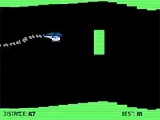 A small yellow helicopter flying through a tight space and avoiding obstacles in the free online game Fluturo Helikopterin.