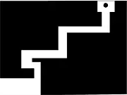 Playing Black and White Maze online, showing a cursor successfully navigating a very narrow white path between large black areas