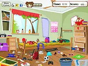 A clean and organized girl's bedroom with new winter-themed decor after the Pigsty Clean Up game is completed.