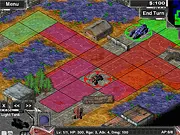 Play Squadz 2 online free. Tactical turn-based strategy game screen showing small military units on a randomly generated grid map.