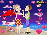 Valentine Kissing Couple free online dress up game screenshot of stylishly dressed boy and girl