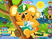 Cool Koala game screenshot showing a dressed-up koala bear wearing a stylish outfit and accessories, free online animal dress-up game