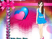 Screenshot of Valentines Day Shelly Dress Up showing the girl in a beautiful red and pink themed romantic outfit