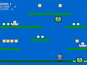 Blob Bot online game fighting against a horde of invading colorful blobs on a home base