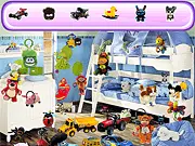 Kids Bedroom Hidden Objects free online game showing a messy room with toys to find