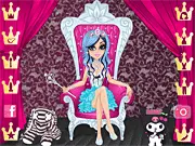 Stylish girl dressed in scene fashion and heavy makeup, posing for the Scene Queen online dress-up game