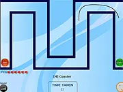 Screenshot of the free puzzle game Thread Worm, showing a flexible line being dragged through a narrow, maze-like course