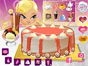 Dessert First free online cake decorating game, customizing a chocolate and vanilla cake with colorful frosting and toppings, play on PlayArcadeHub