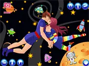 Two space travelers reuniting among the stars in the True Love Forever online adventure game.