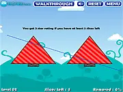 Sliceee online game screen showing a red geometric shape ready to be cut by a player