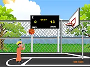 Naruto Basketball Hoops online game screenshot, Naruto shooting a basketball