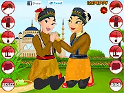 Online cultural dress-up game featuring Saman Dance costumes from Indonesia; free Saman Dance fashion game