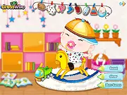 Cute baby boy dressed in a colorful onesie, Baby Onesies free online dress up game screenshot, styling a baby for playtime