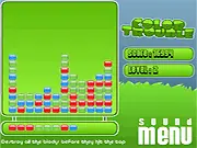 Color Trouble online game screenshot - blocks of various colors stacked high, ready for a match-three clearance