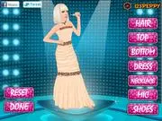 Stylish Lady Gaga dress up game screenshot showing the pop star ready to be dressed in a new fashionable attire.